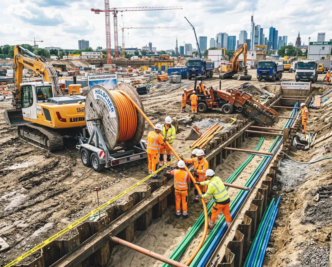 Kabelverlegearbeiten im Tiefbau